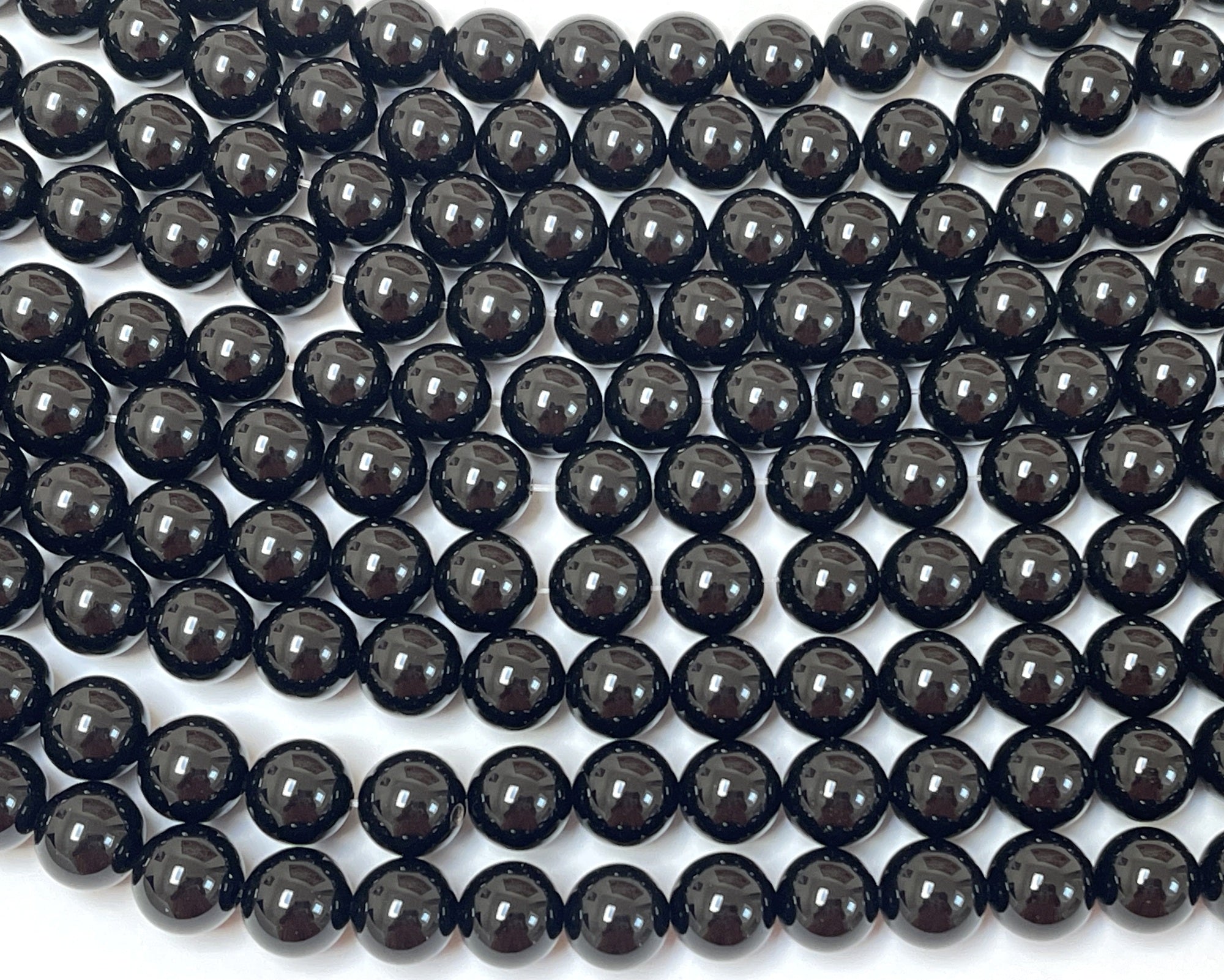 Black Onyx 12mm round polished gemstone beads 15.5" strand