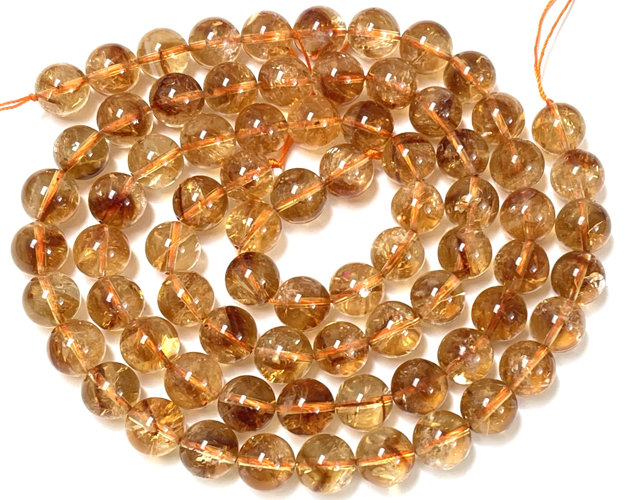 Citrine 10mm round natural gemstone beads 15.5" strand
