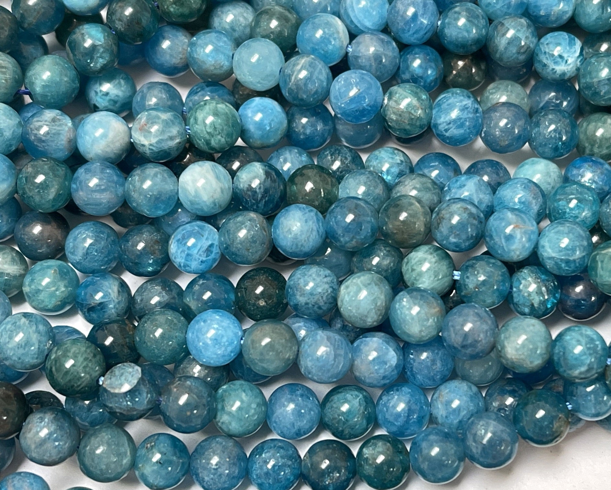 Apatite 6mm round natural gemstone beads 15.5" strand