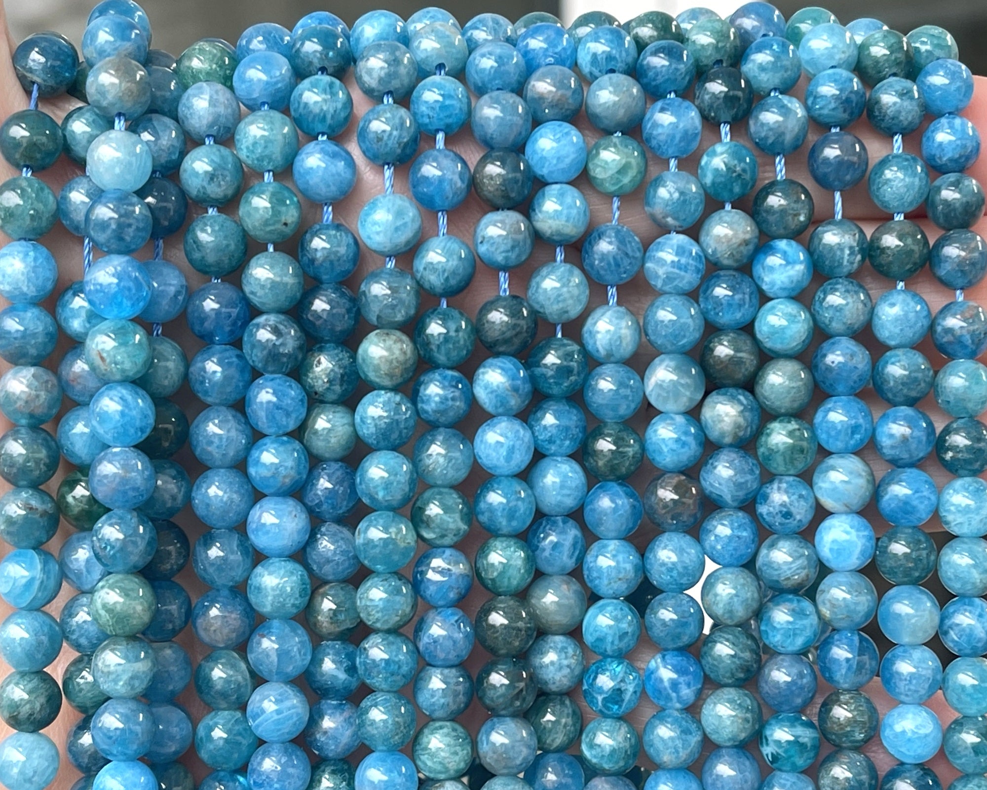 Apatite 6mm round natural gemstone beads 15.5" strand