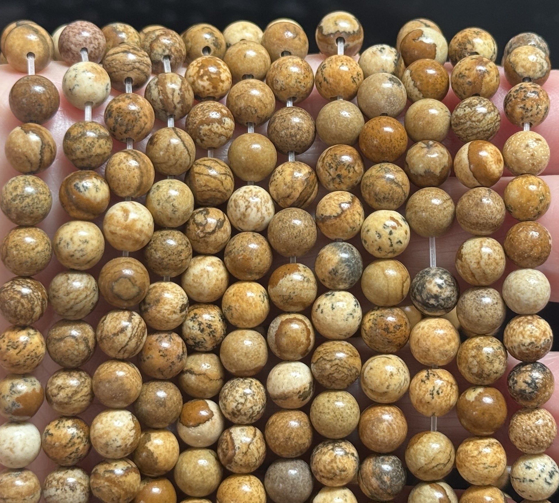 Picture Jasper polished 6mm round gemstone beads 15" strand