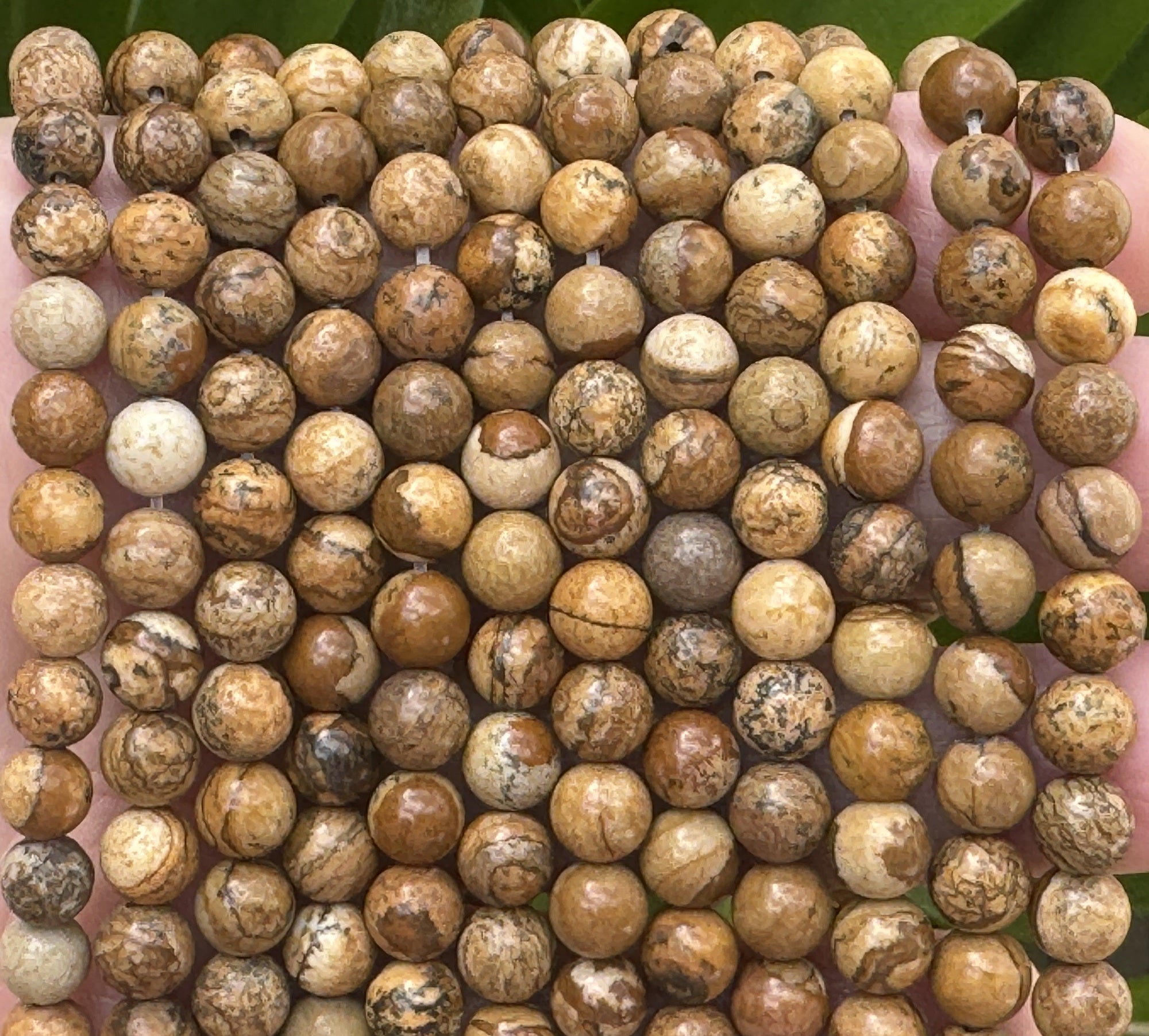 Picture Jasper polished 6mm round gemstone beads 15" strand