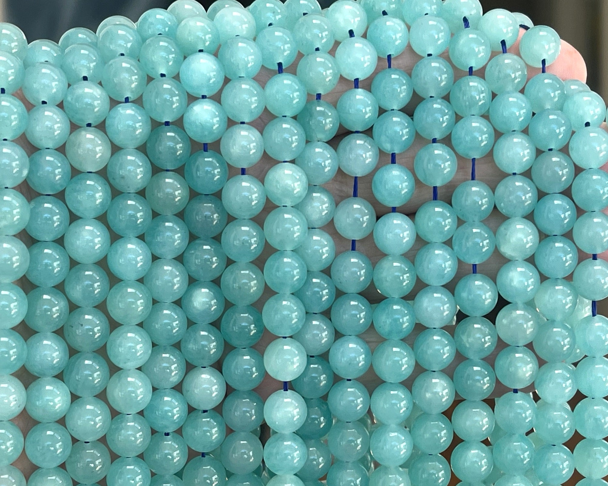 Mozambique Amazonite 8mm round natural gemstone beads 15.5" strand