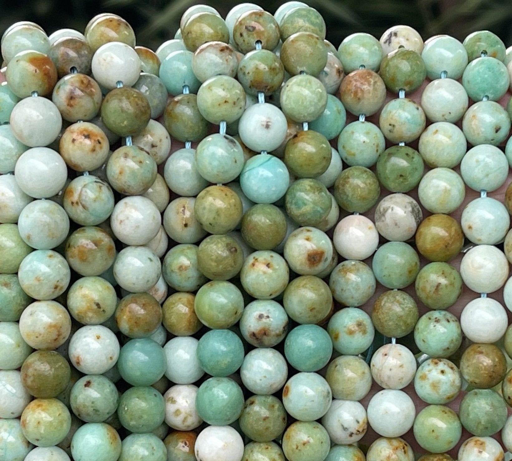 Green Mongolian Turquoise 10mm round natural gemstone beads 15.5" strand