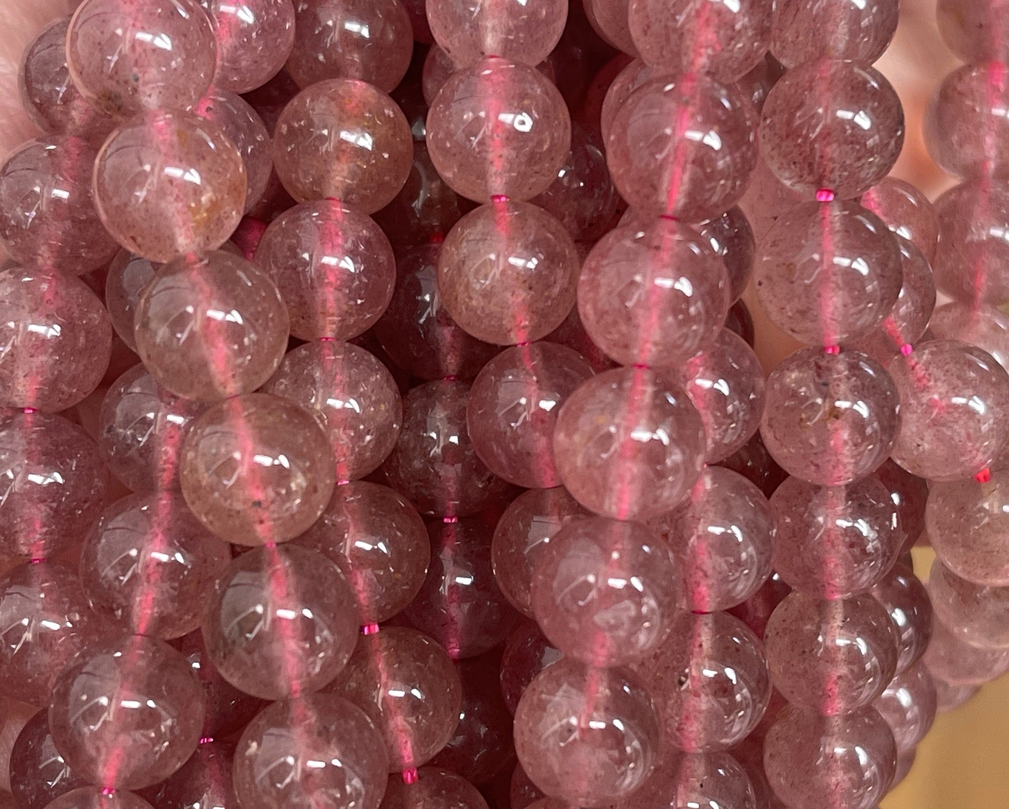 Strawberry Quartz 8mm round natural gemstone beads 15" strand
