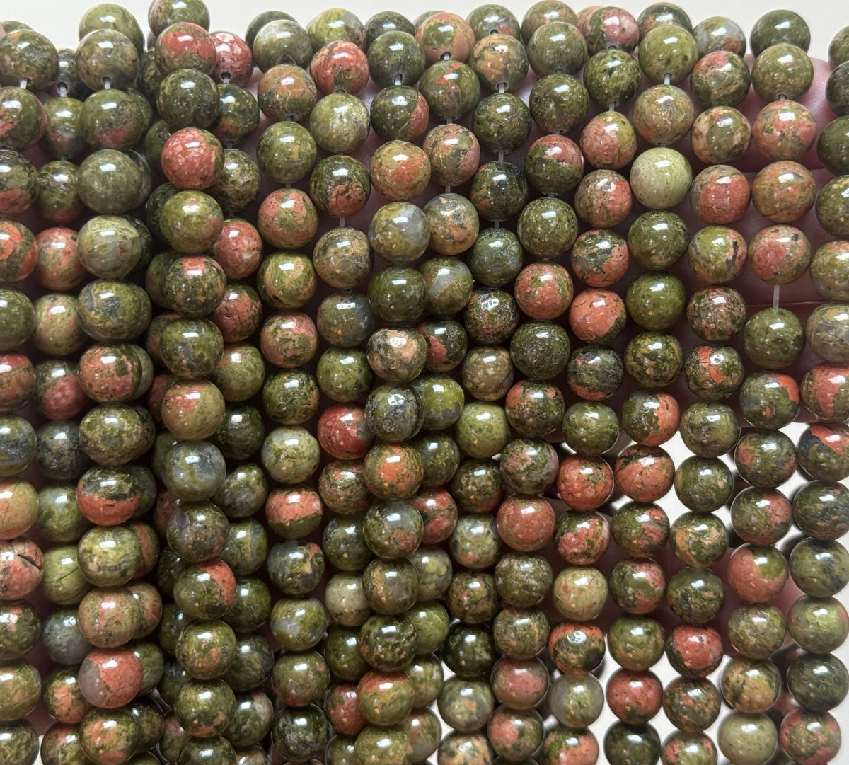 Unakite Jasper 8mm round natural gemstone beads 15.5" strand - Oz Beads 