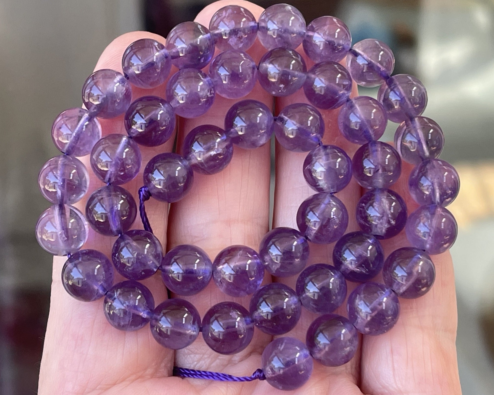 Amethyst 8mm round natural gemstone beads 15" strand