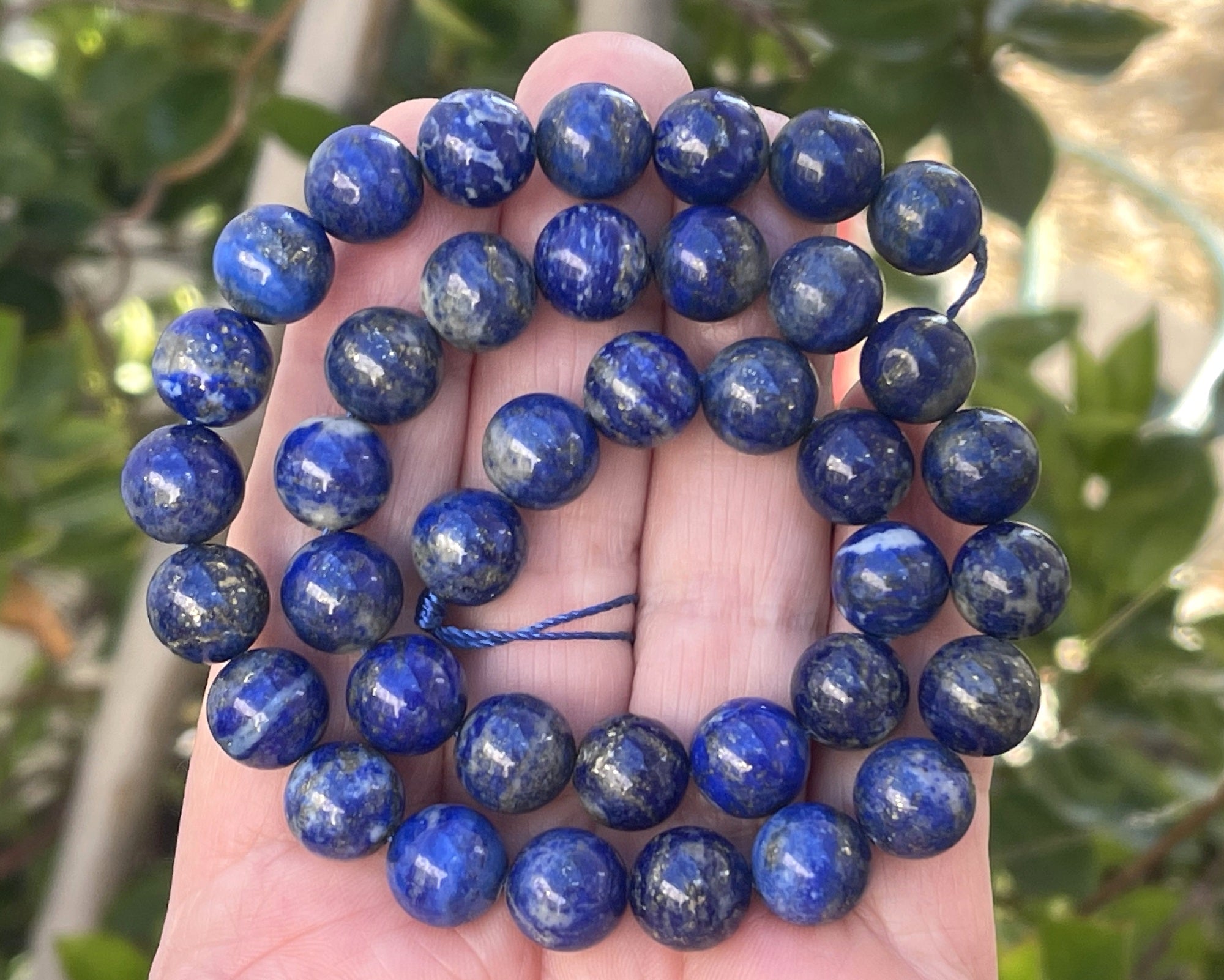 Lapis Lazuli 10mm round natural gemstone beads 15.5" strand - Oz Beads 