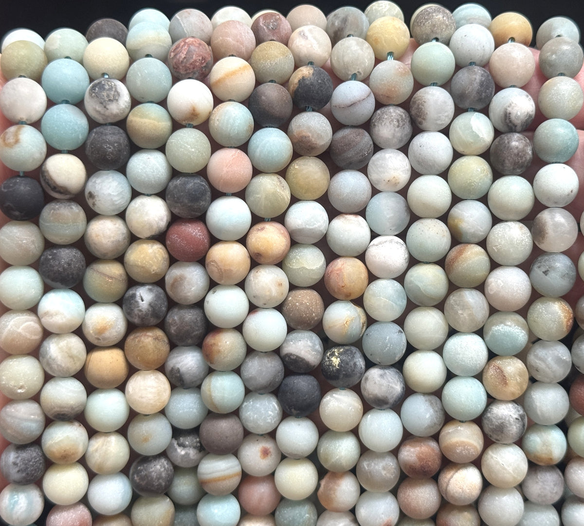 Amazonite matte 8mm round gemstone beads 15.5" strand - Oz Beads 