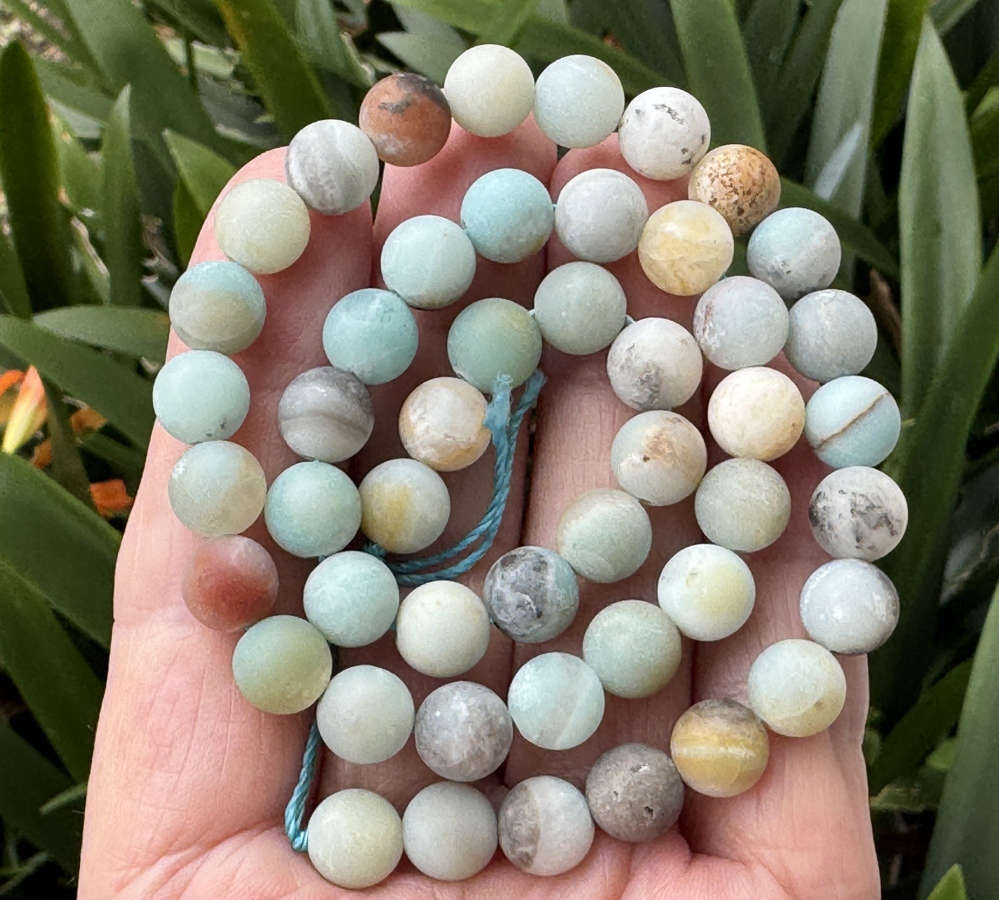 Amazonite matte 8mm round gemstone beads 15.5" strand - Oz Beads 