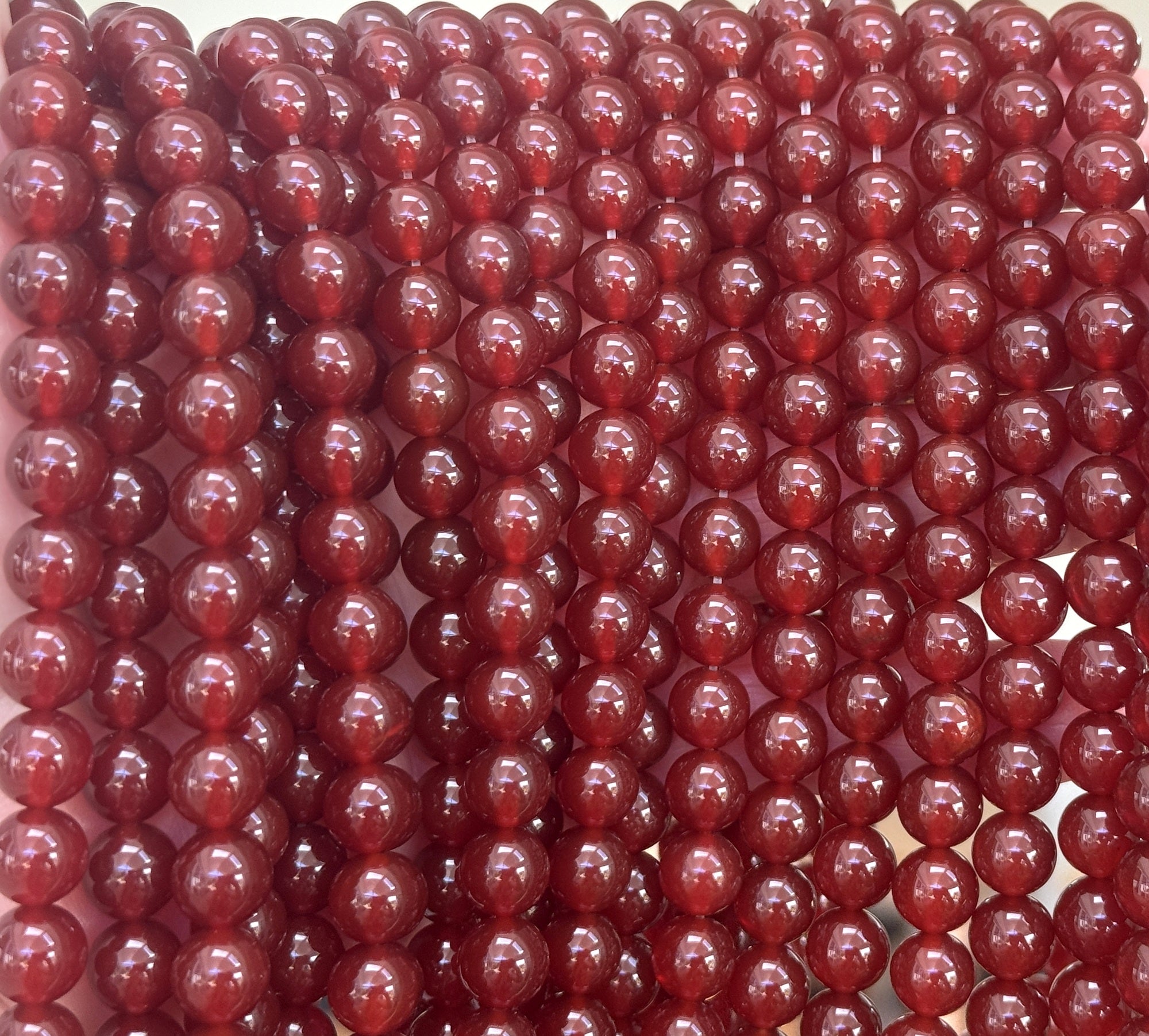 Red Carnelian Agate 8mm round gemstone beads 15" strand - Oz Beads 