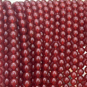 Red Carnelian Agate 8mm round gemstone beads 15" strand - Oz Beads 