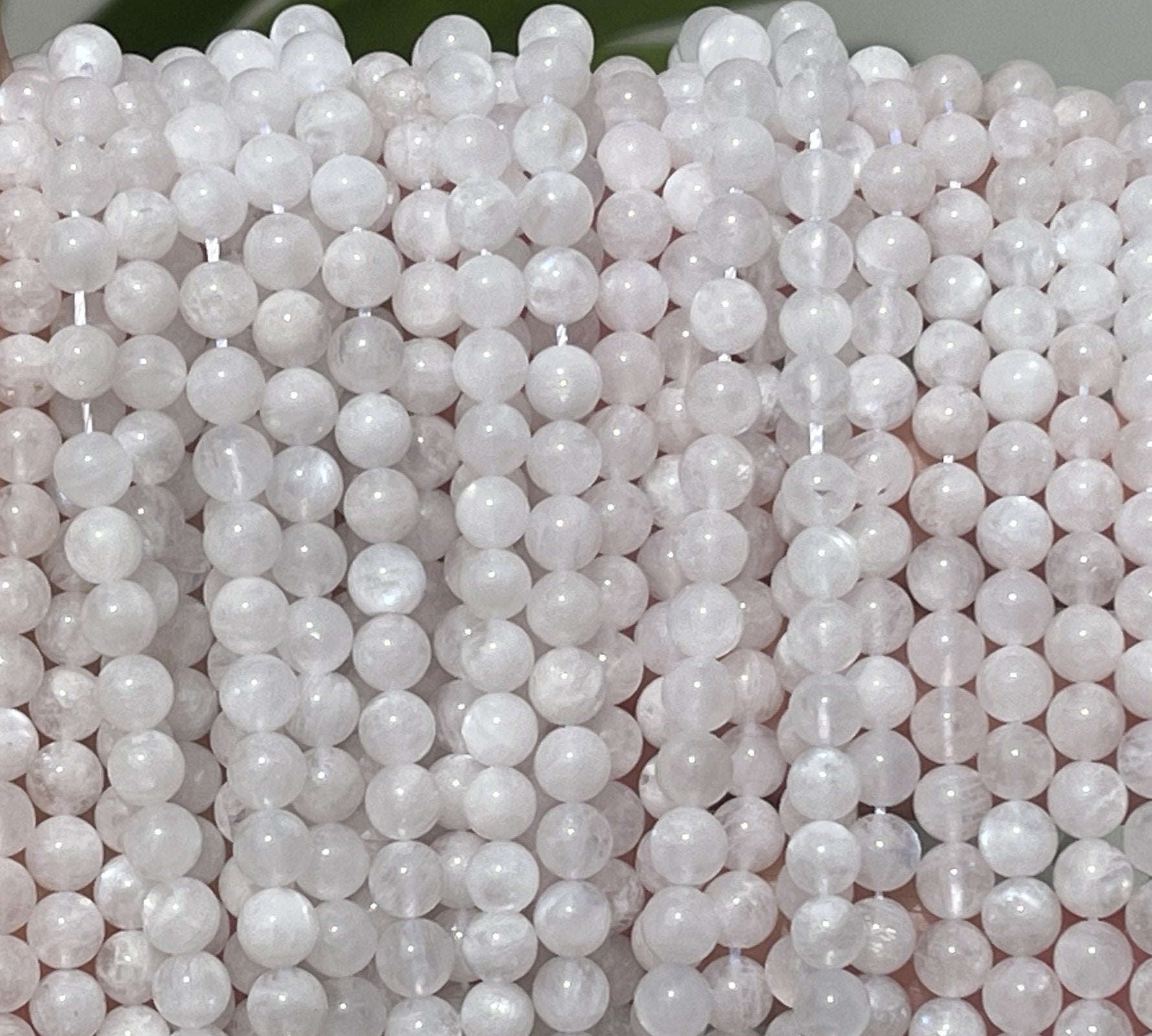 White Rainbow Moonstone 6mm round natural gemstone beads 15.5" strand