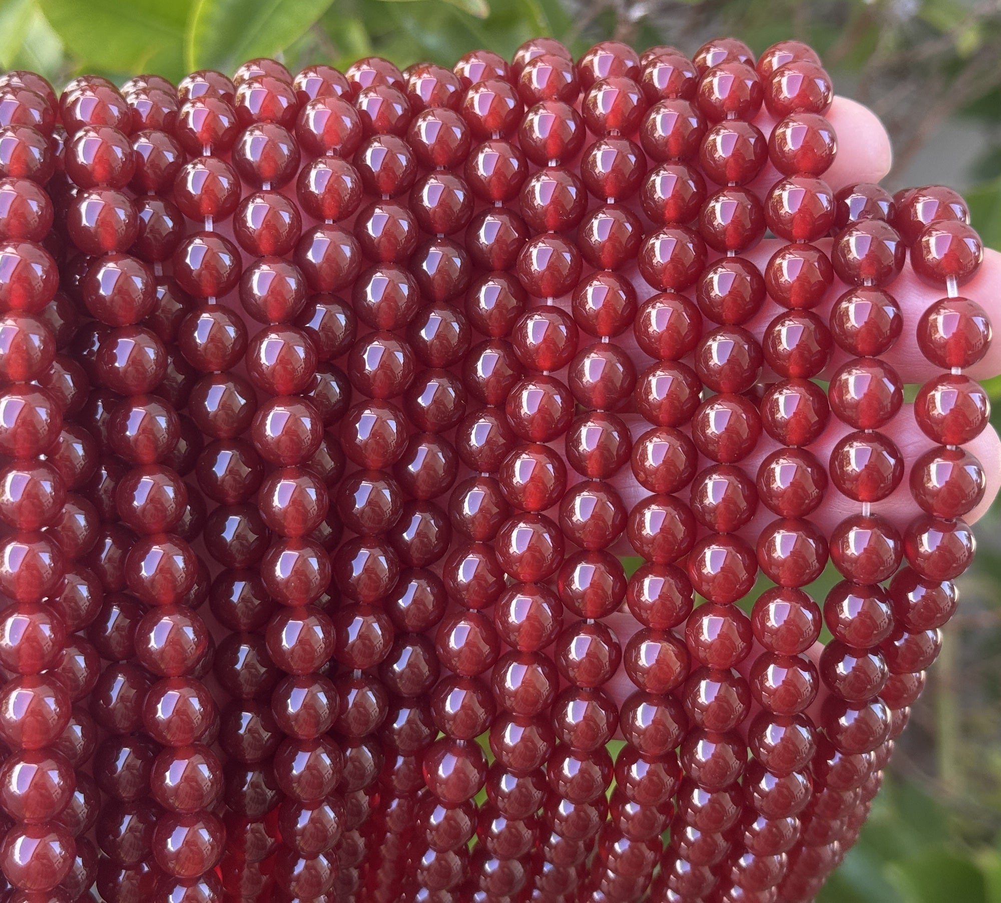 Red Carnelian Agate 8mm round gemstone beads 15" strand - Oz Beads 