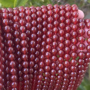 Red Carnelian Agate 8mm round gemstone beads 15" strand - Oz Beads 