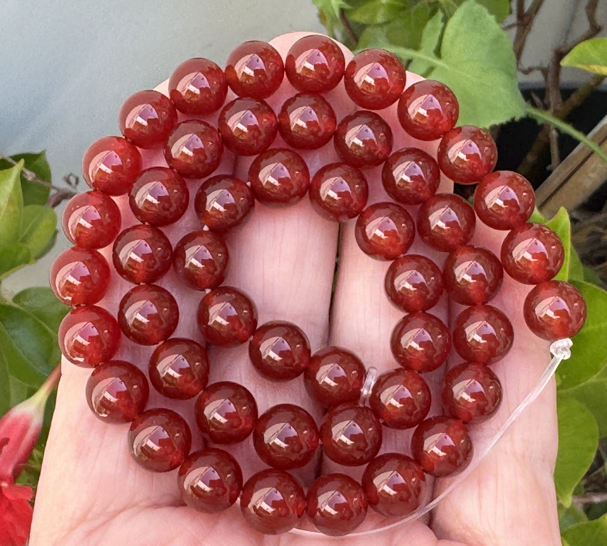 Red Carnelian Agate 8mm round gemstone beads 15" strand - Oz Beads 