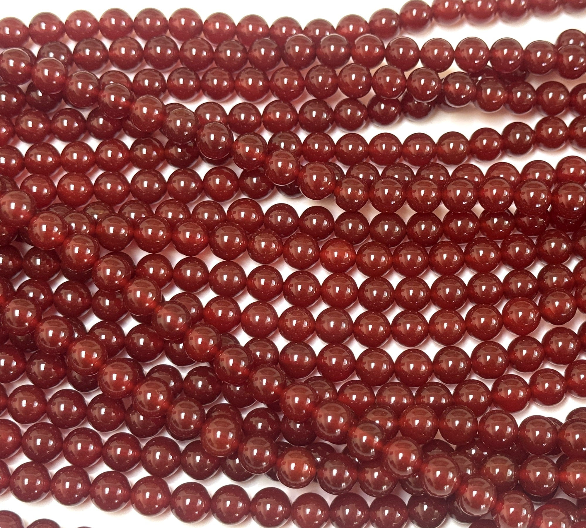Red Carnelian Agate 8mm round gemstone beads 15" strand - Oz Beads 