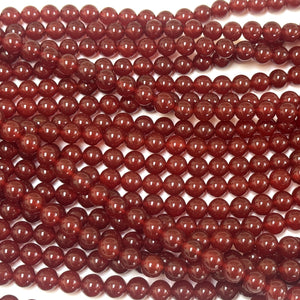 Red Carnelian Agate 8mm round gemstone beads 15" strand - Oz Beads 