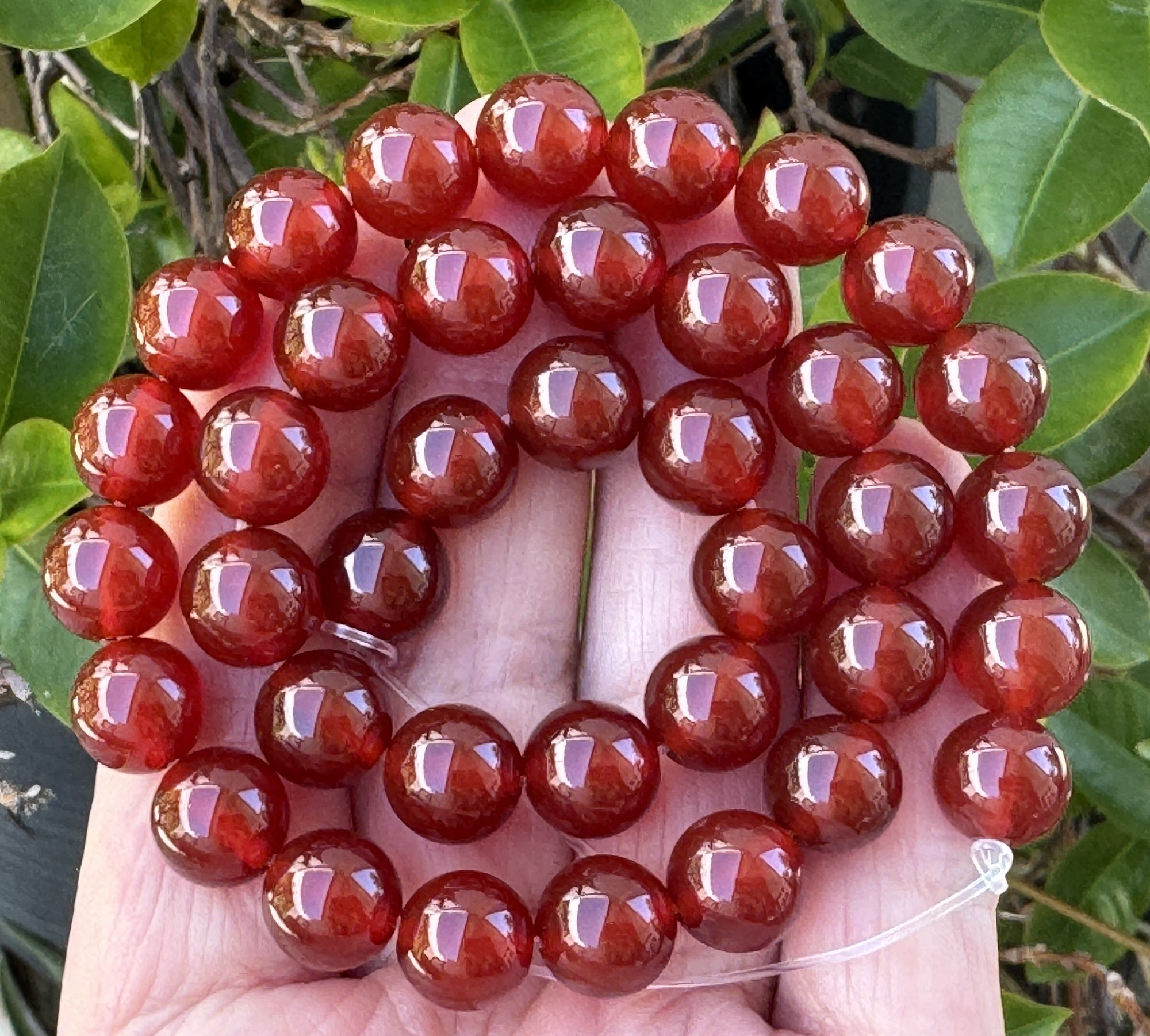 Red Carnelian Agate 10mm round gemstone beads 15" strand - Oz Beads 