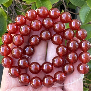Red Carnelian Agate 10mm round gemstone beads 15" strand - Oz Beads 