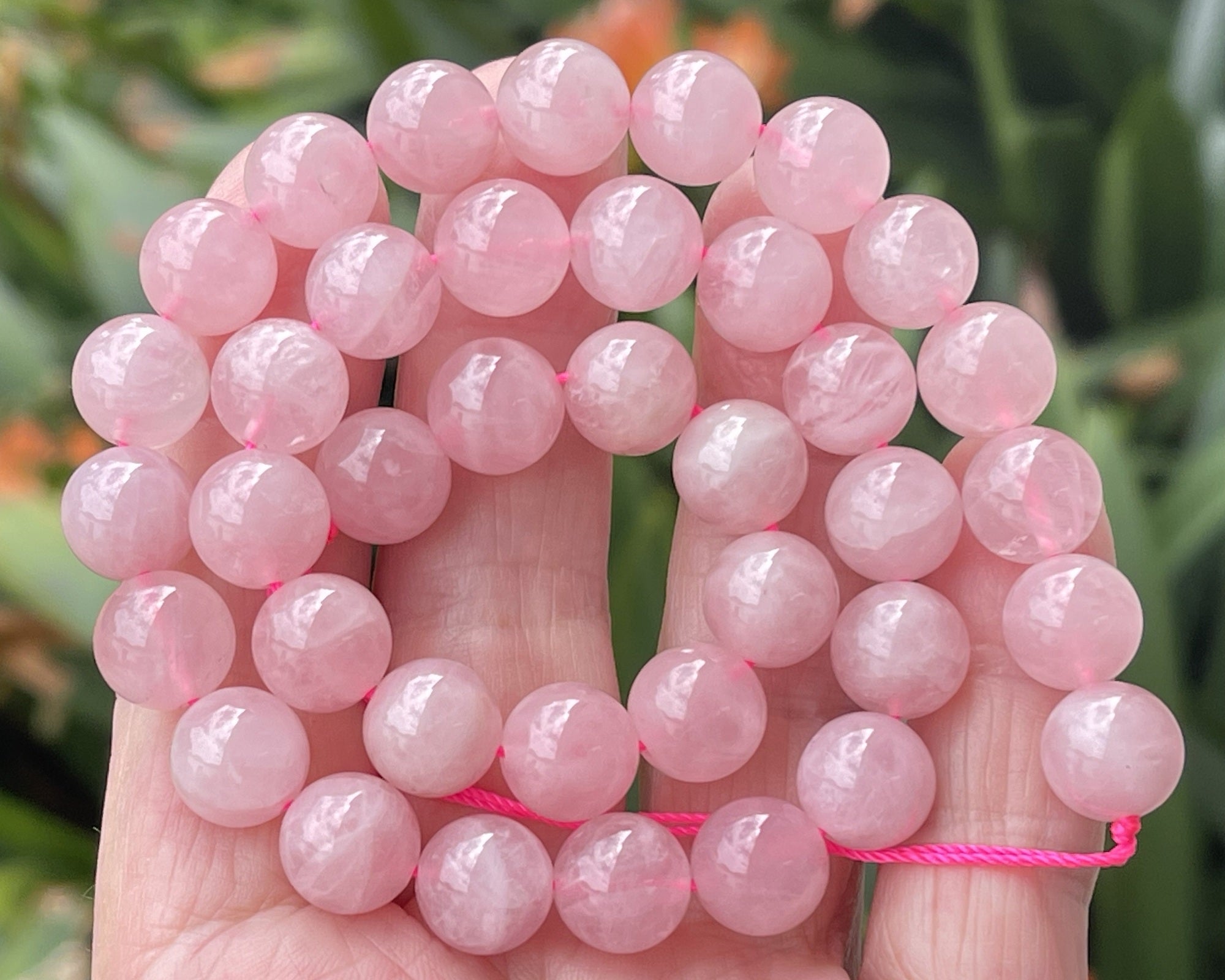 Madagascar Rose Quartz 10mm round natural gemstone beads 15.5" strand - Oz Beads 