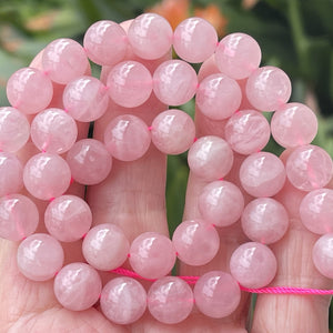 Madagascar Rose Quartz 10mm round natural gemstone beads 15.5" strand - Oz Beads 