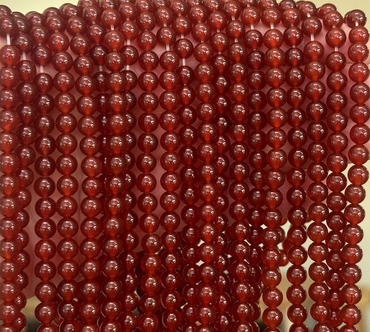 Red Carnelian Agate 6mm round gemstone beads 15" strand - Oz Beads 