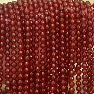 Red Carnelian Agate 6mm round gemstone beads 15" strand - Oz Beads 