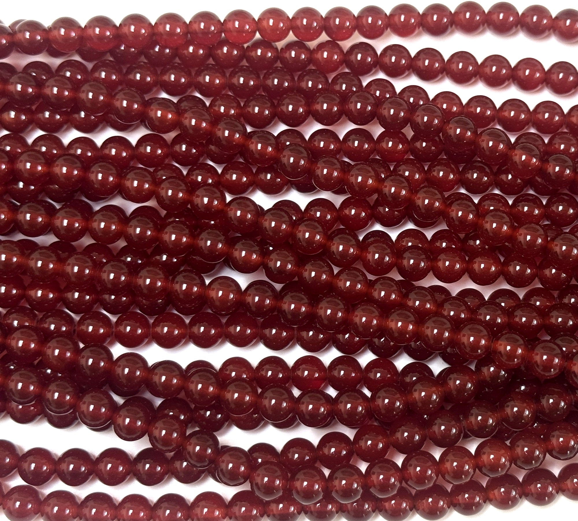 Red Carnelian Agate 6mm round gemstone beads 15" strand - Oz Beads 