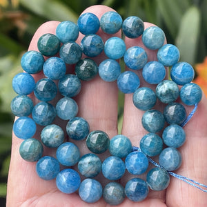 Blue Apatite 8mm round natural gemstone beads 15.5" strand - Oz Beads 
