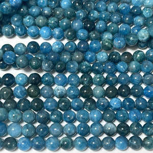 Blue Apatite 8mm round natural gemstone beads 15.5" strand - Oz Beads 