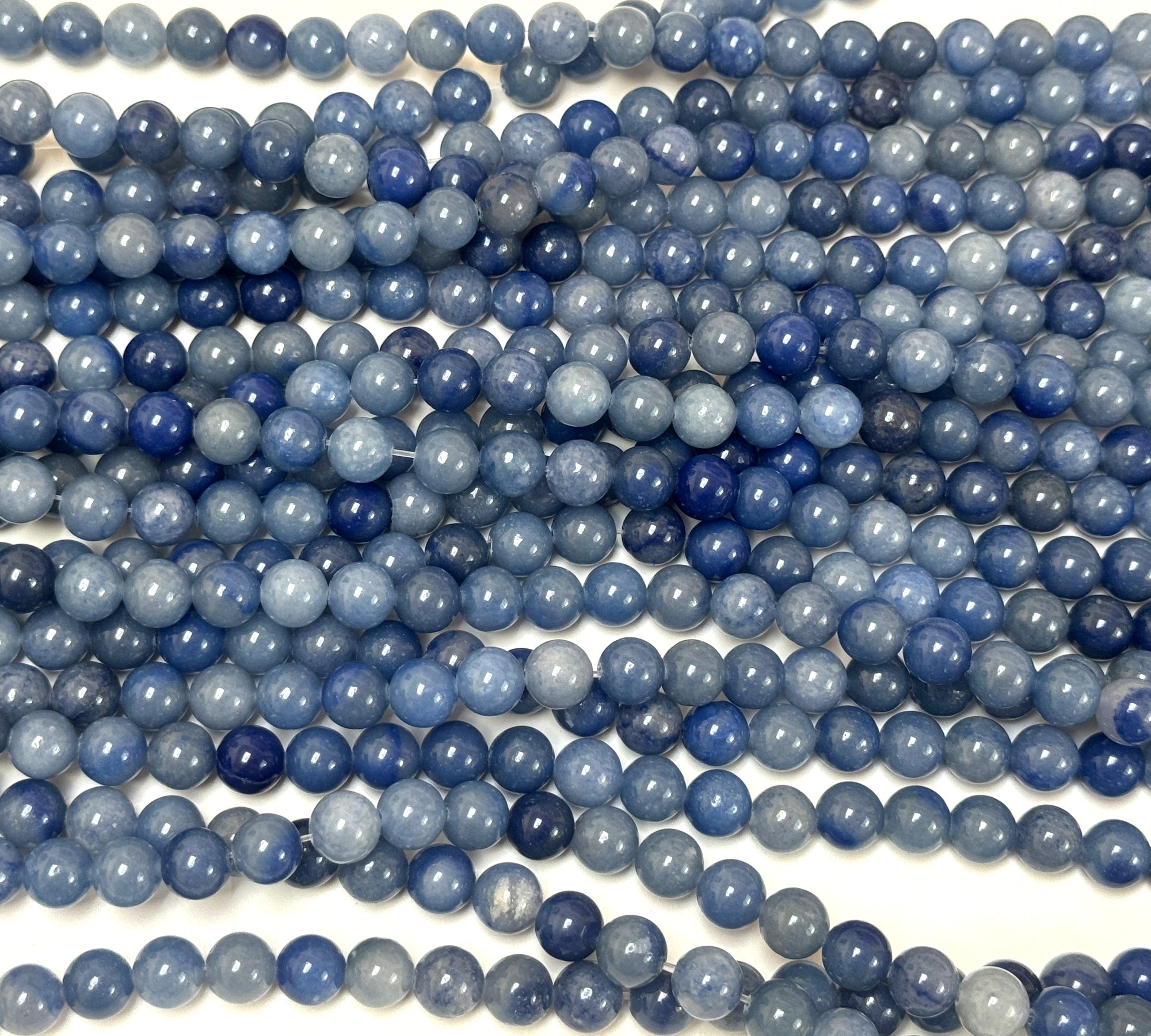 Blue Aventurine 8mm round natural gemstone beads 15" strand - Oz Beads 