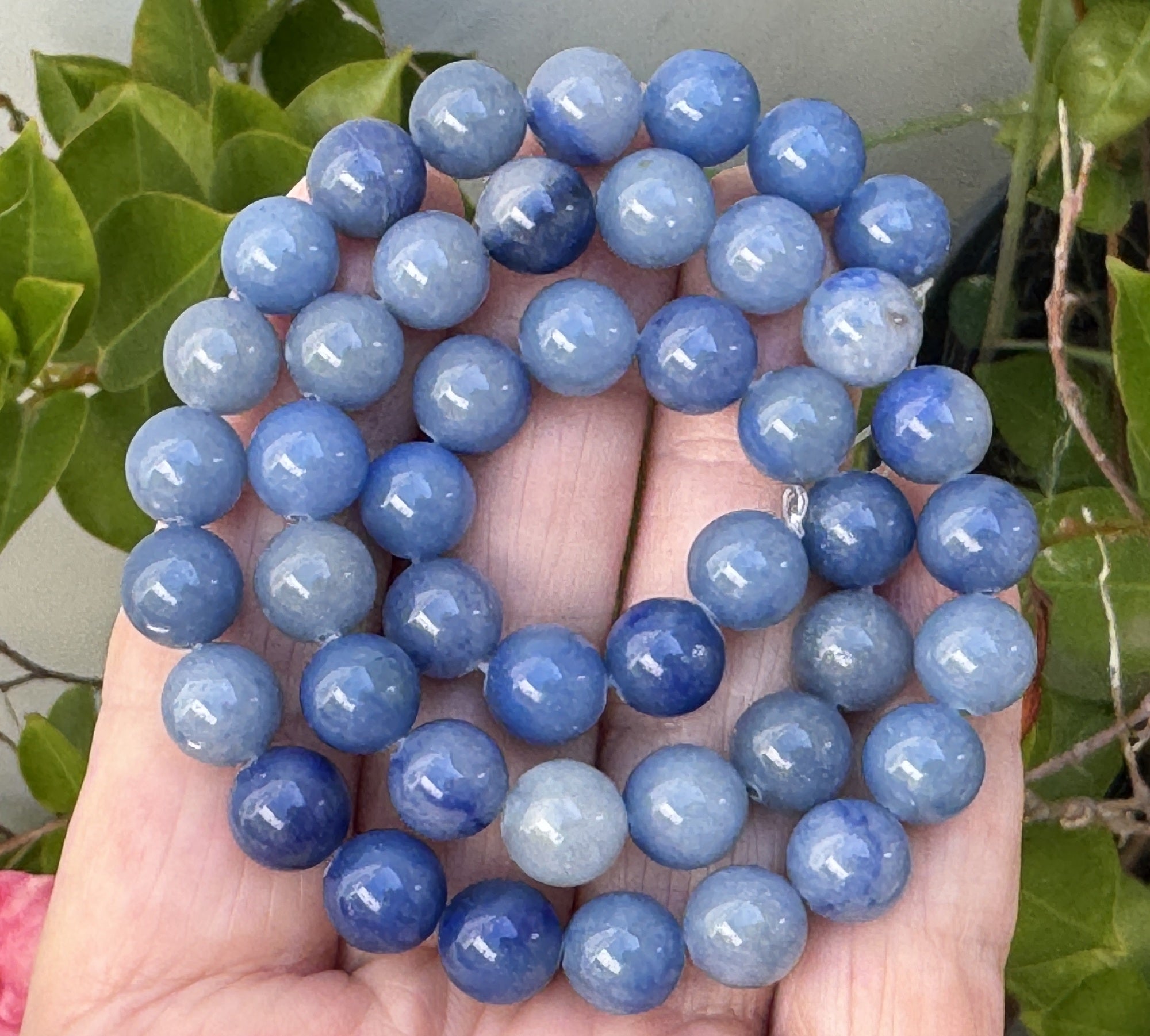 Blue Aventurine 8mm round natural gemstone beads 15" strand - Oz Beads 