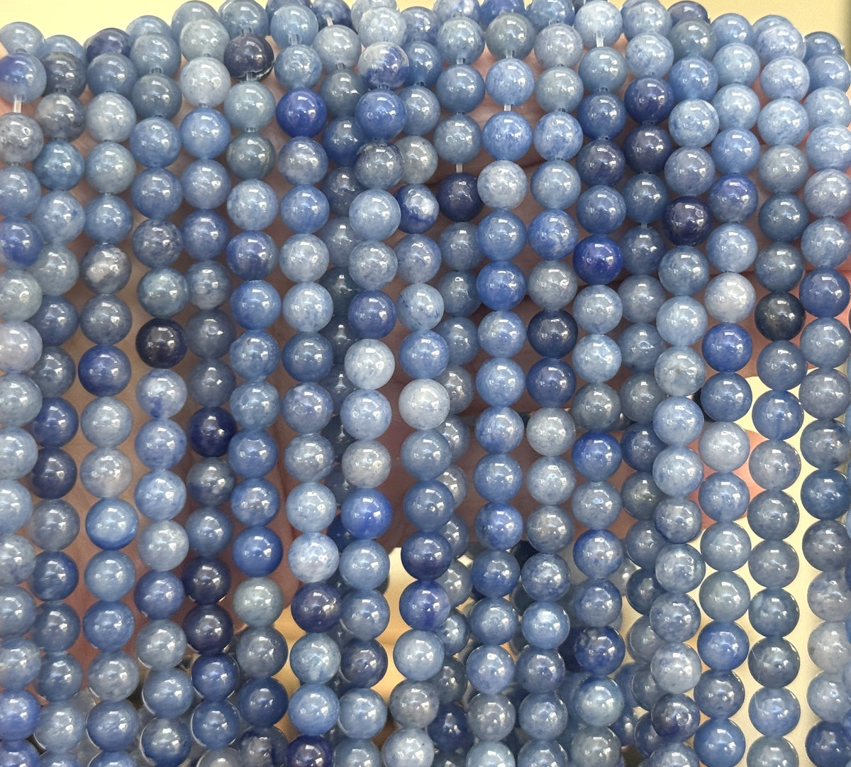 Blue Aventurine 6mm round natural gemstone beads 15" strand - Oz Beads 