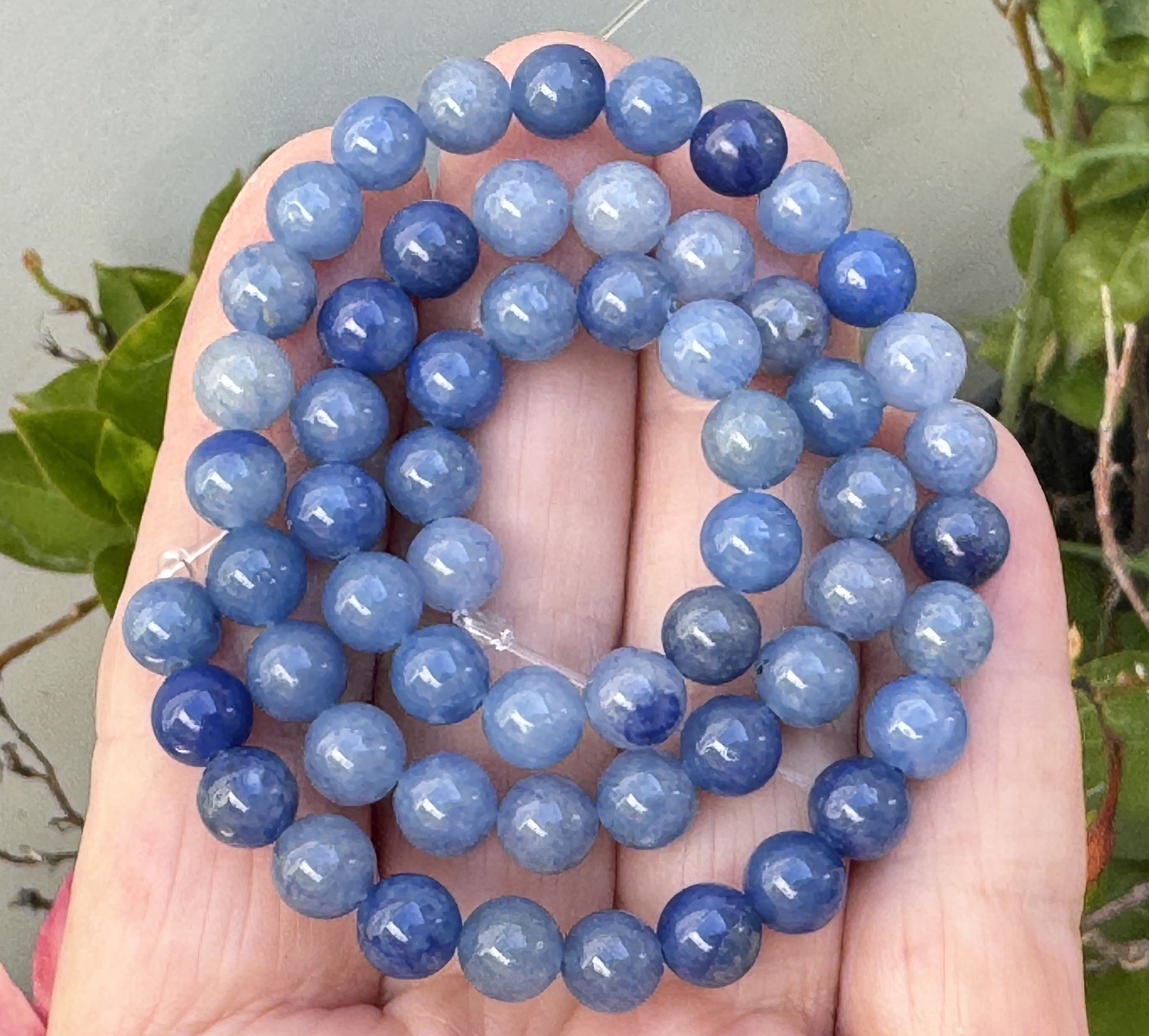 Blue Aventurine 6mm round natural gemstone beads 15" strand - Oz Beads 