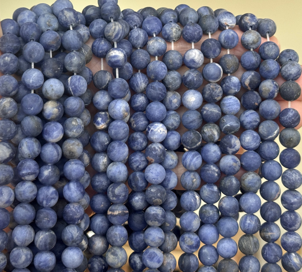 Blue Sodalite 8mm round matte natural gemstone beads 15" strand - Oz Beads 