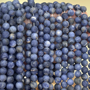 Blue Sodalite 8mm round matte natural gemstone beads 15" strand - Oz Beads 