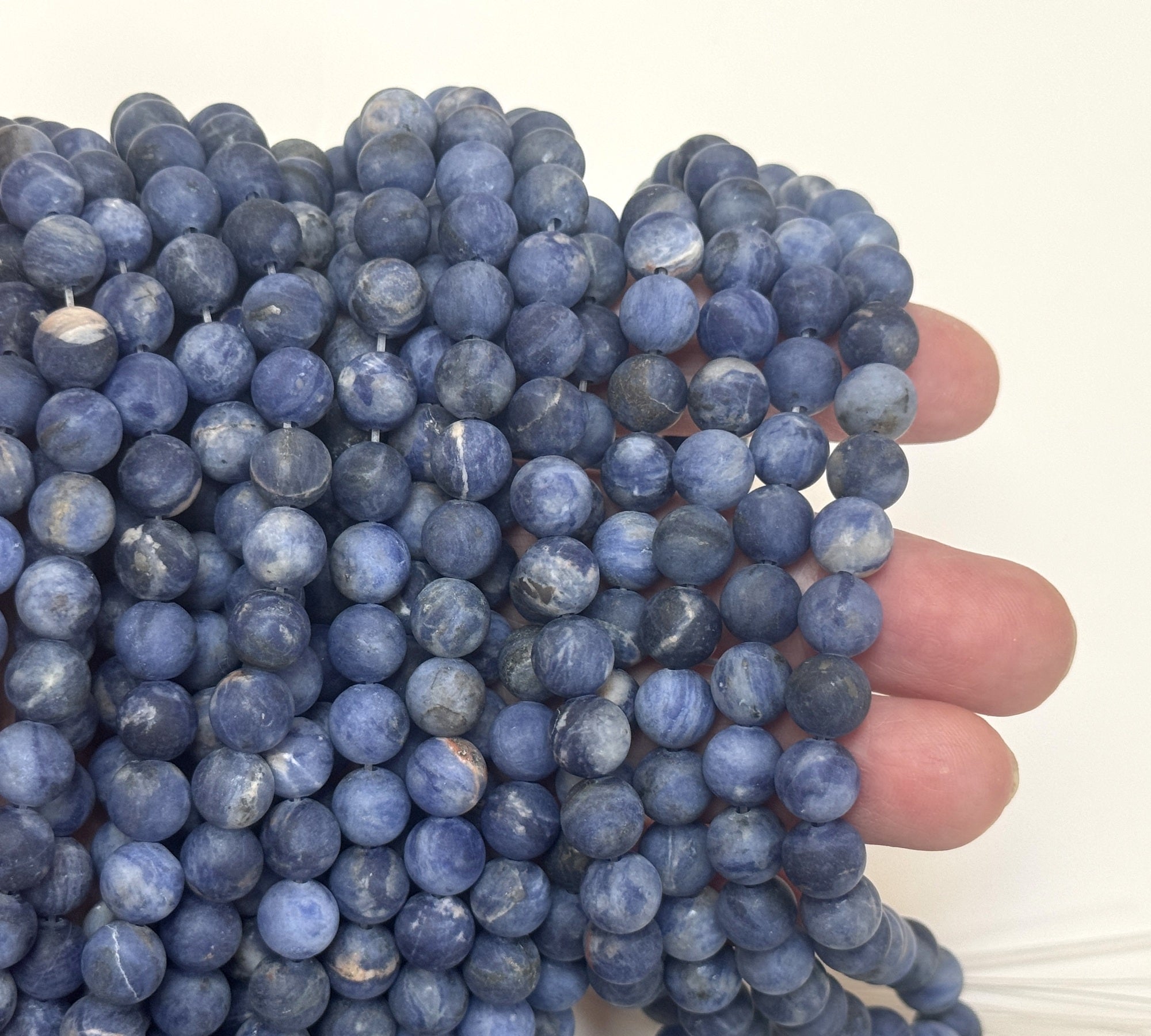Blue Sodalite 8mm round matte natural gemstone beads 15" strand - Oz Beads 