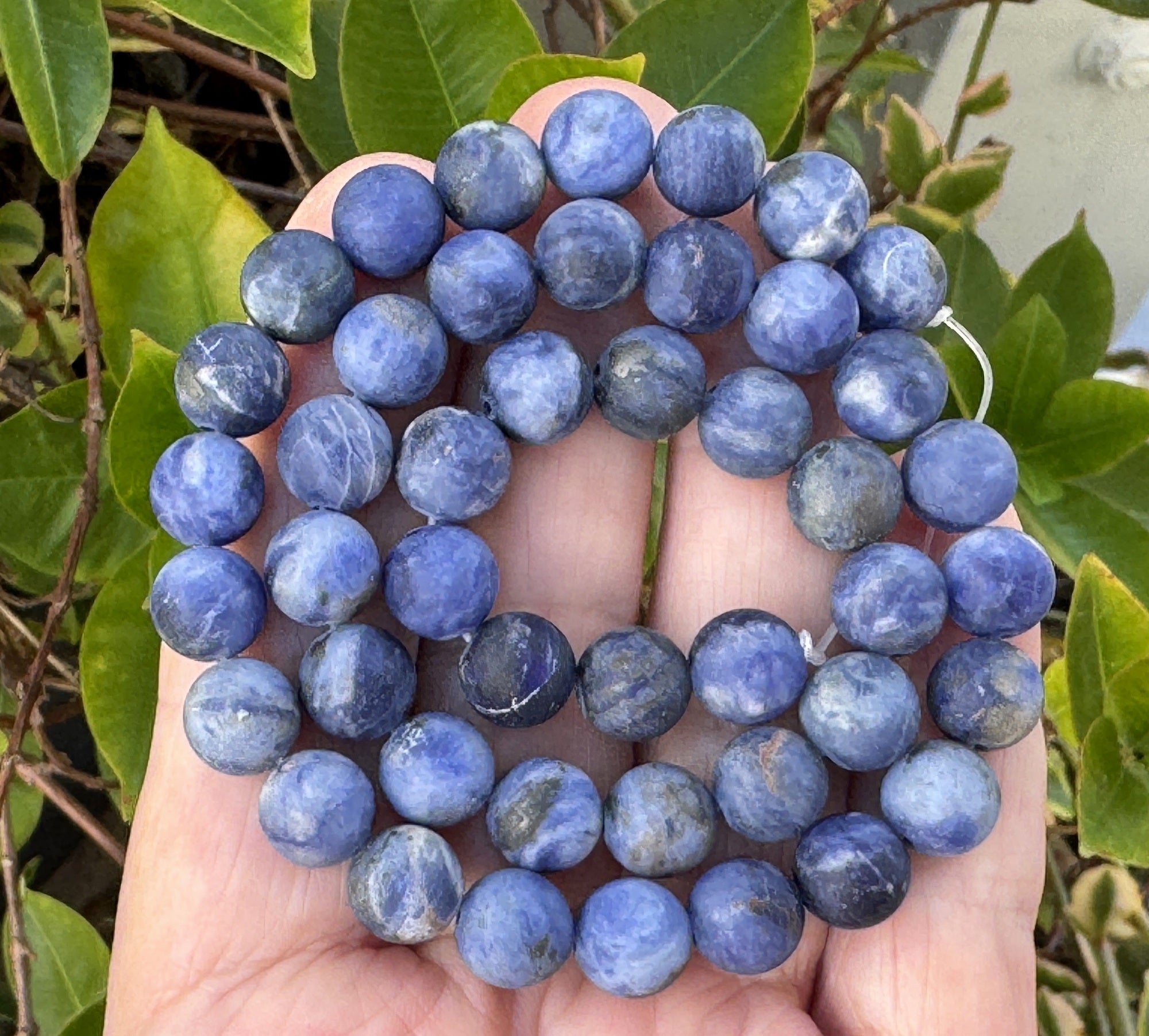 Blue Sodalite 8mm round matte natural gemstone beads 15" strand - Oz Beads 