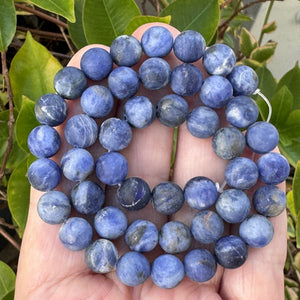 Blue Sodalite 8mm round matte natural gemstone beads 15" strand - Oz Beads 