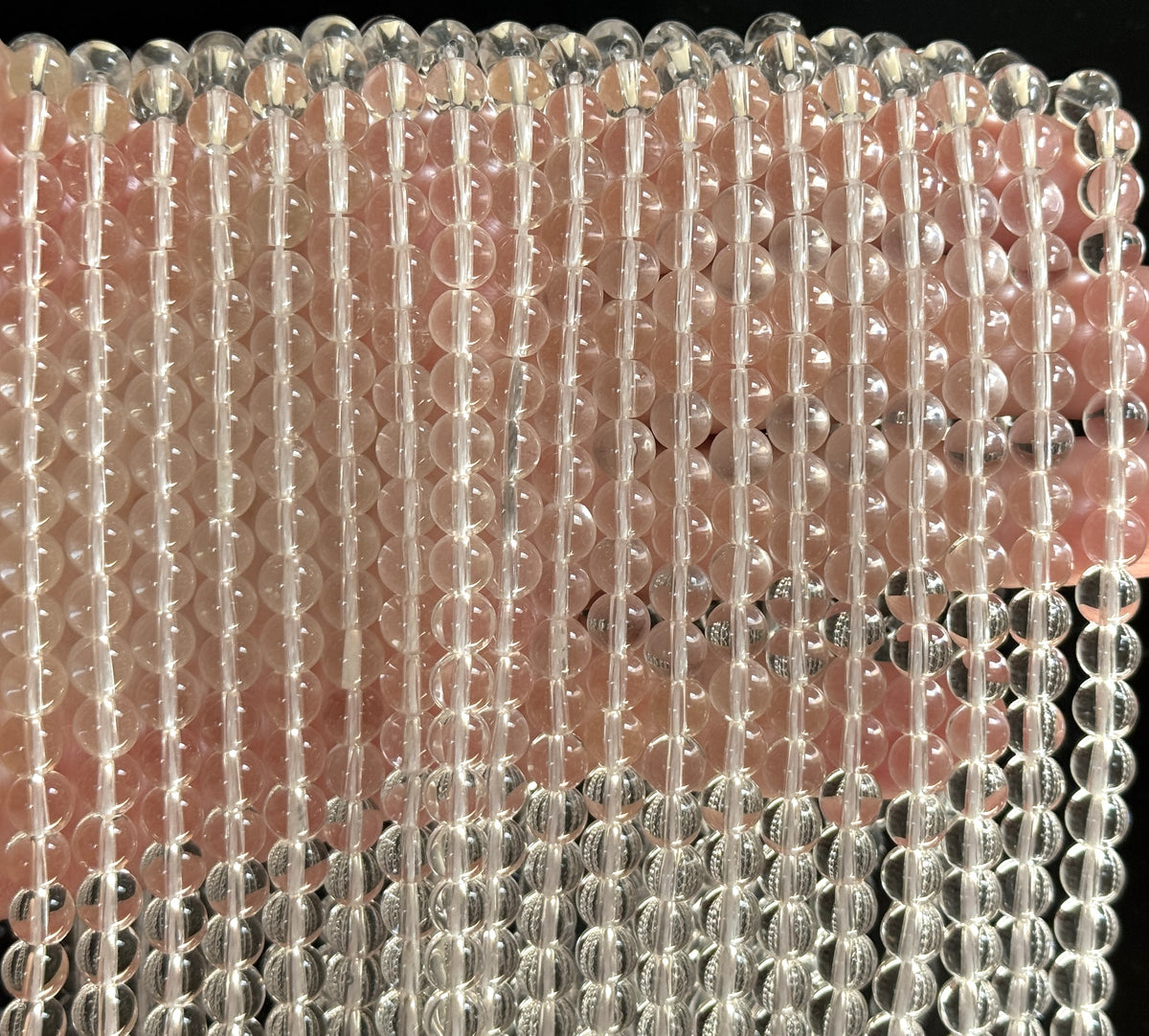 Clear Quartz 6mm round natural rock crystal beads 15.5" strand - Oz Beads 