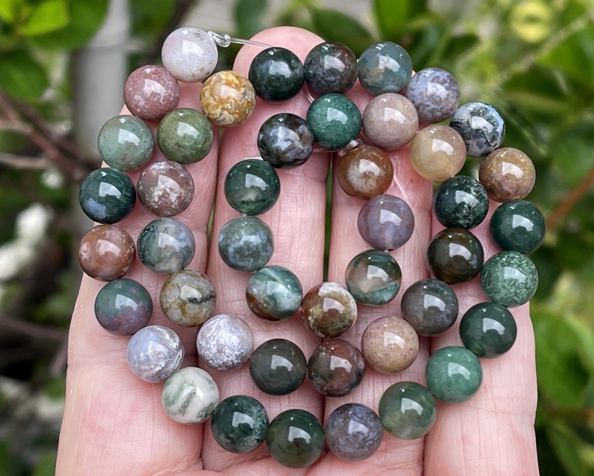Indian Agate 8mm round natural gemstone beads 15" strand
