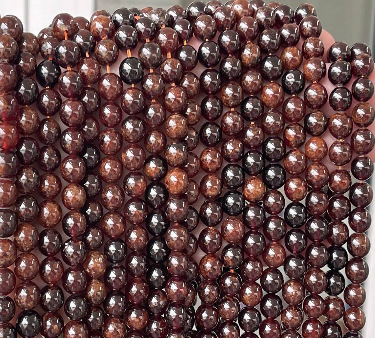 Orange Garnet 8mm round natural gemstone beads 15" strand - Oz Beads 