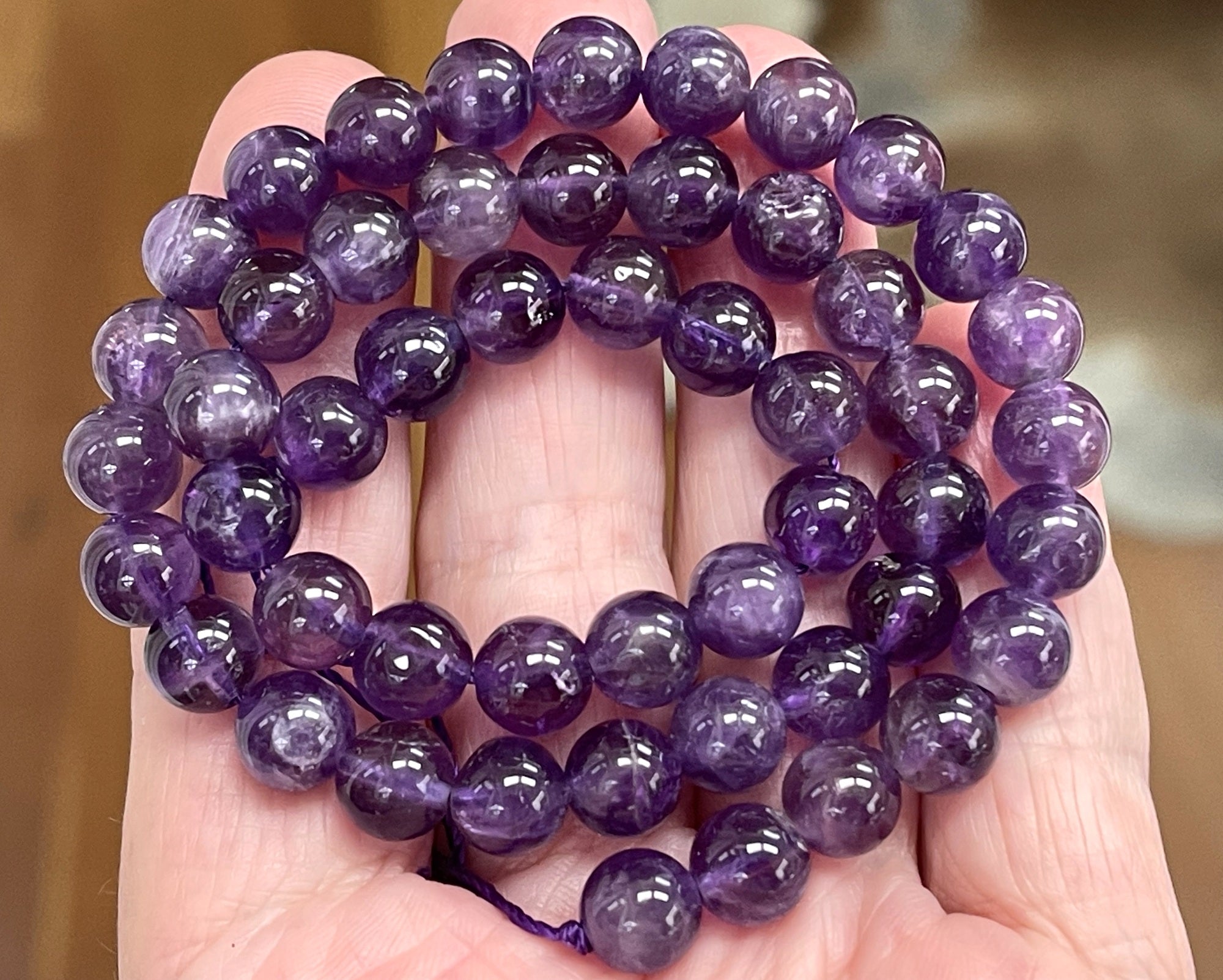 Amethyst 8mm round natural gemstone beads 15.5" strand