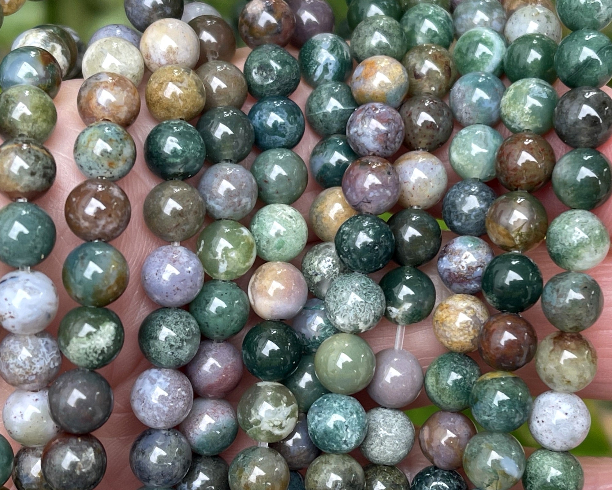 Indian Agate 6mm round natural gemstone beads 15" strand
