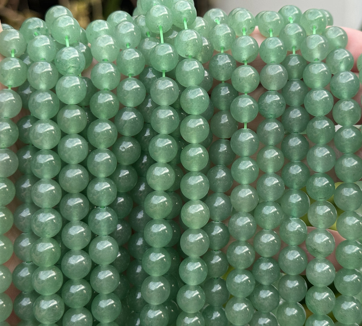 Green Aventurine 8mm round natural gemstone beads 15" strand - Oz Beads 