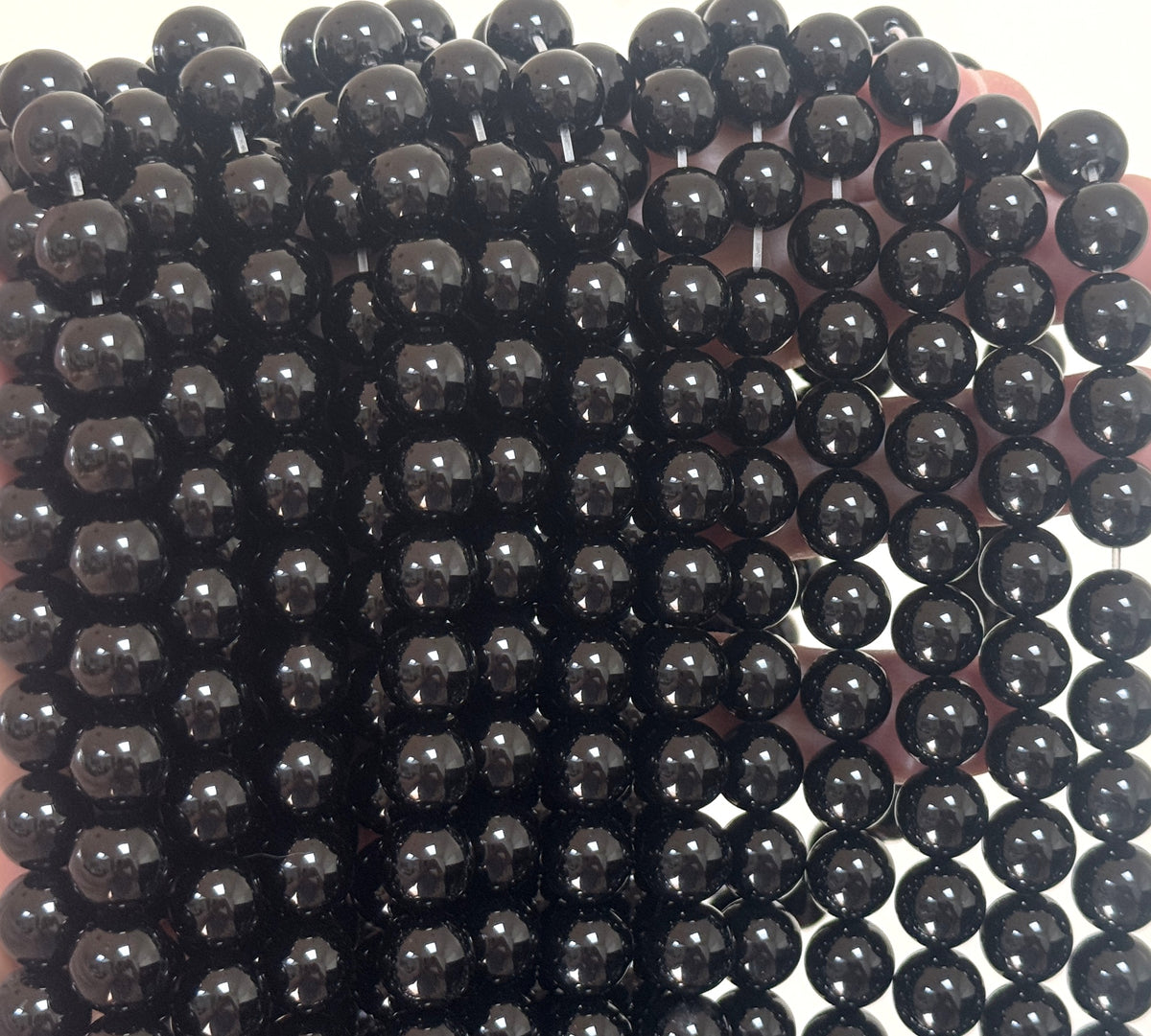 Black Onyx 10mm round polished gemstone beads 15" strand - Oz Beads 