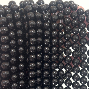 Black Onyx 10mm round polished gemstone beads 15" strand - Oz Beads 