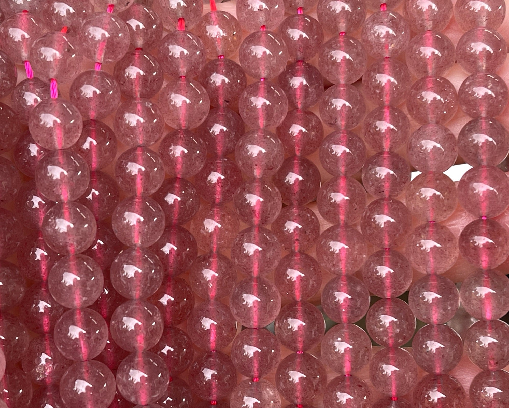 Strawberry Quartz 8mm round natural gemstone beads 15" strand
