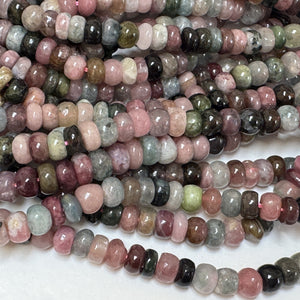 Multicolor Tourmaline 4x6mm Rondelles natural gemstone beads 38cm strand - Oz Beads 
